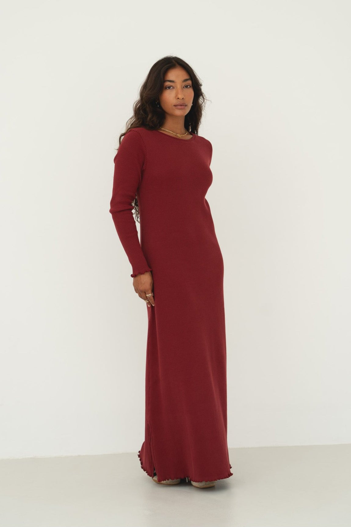 Ella Bordeaux Rib Dress - Näz - Sustainable Fashion Made in Portugal