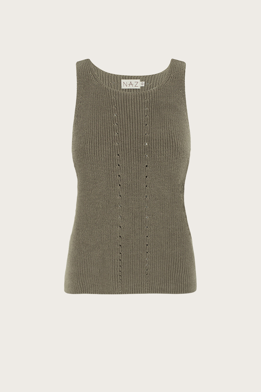 Naz women's summer knit top. Made in Portugal from a blend of recycled and conventional cotton.