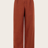 Naz women's high-waisted linen tailored pants in rust. 