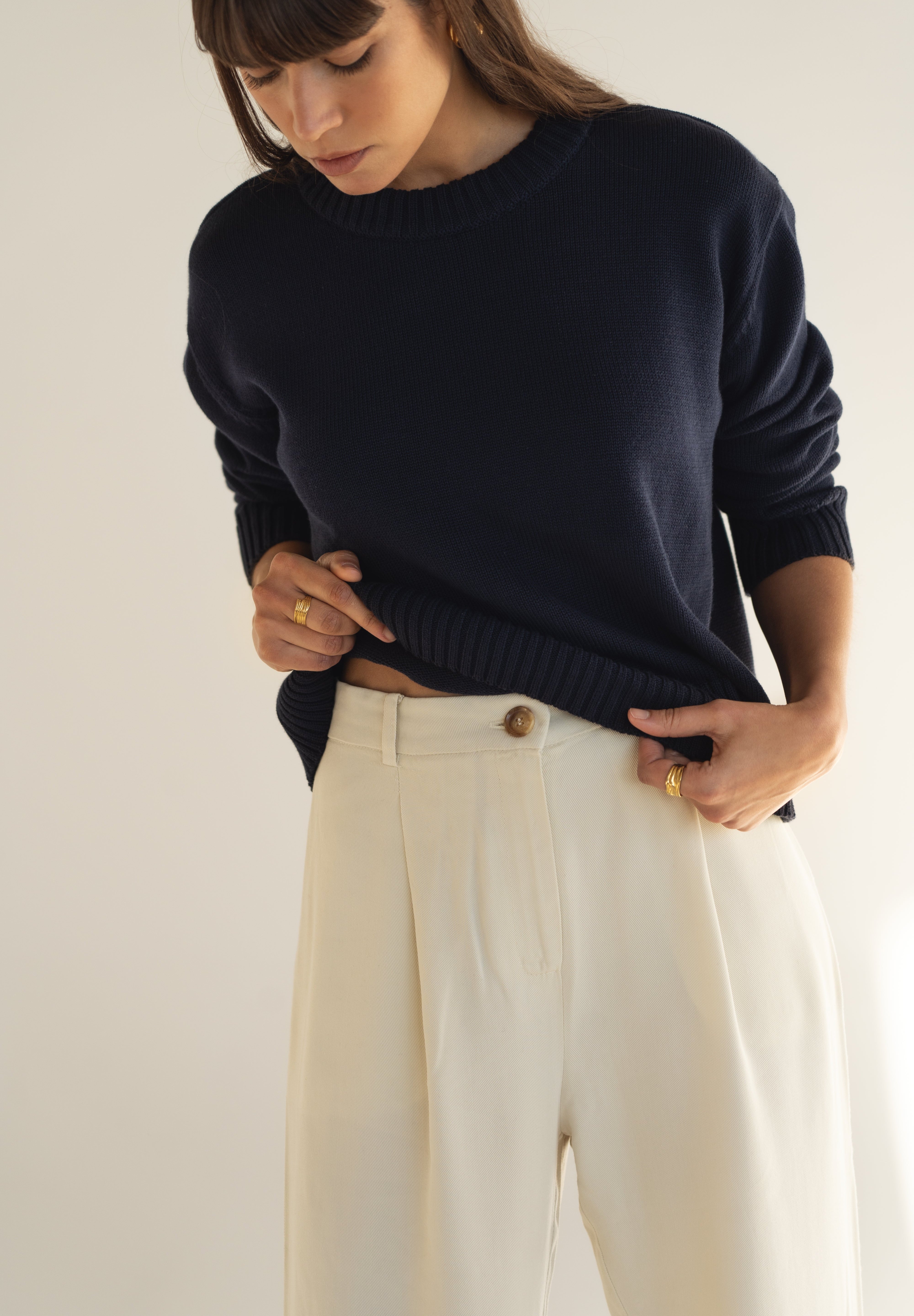 Mara White Tencel Trousers - Näz - Sustainable Fashion Made in Portugal