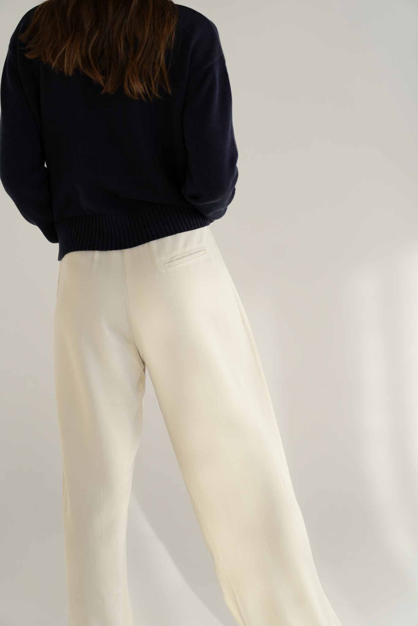Mara White Tencel Trousers - Näz - Sustainable Fashion Made in Portugal