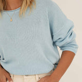 Sofie Blue Cotton Sweater - Näz - Sustainable Fashion Made in Portugal