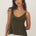 Naz women's cupro top with a v-neckline and thin straps in green. 