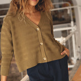 Sophia Cotton Olive Cardigan