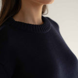 Claudia Navy Cotton Crewneck