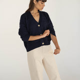 Sophia Cotton Navy Cardigan