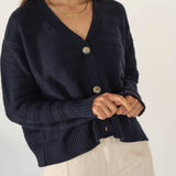 Sophia Cotton Navy Cardigan