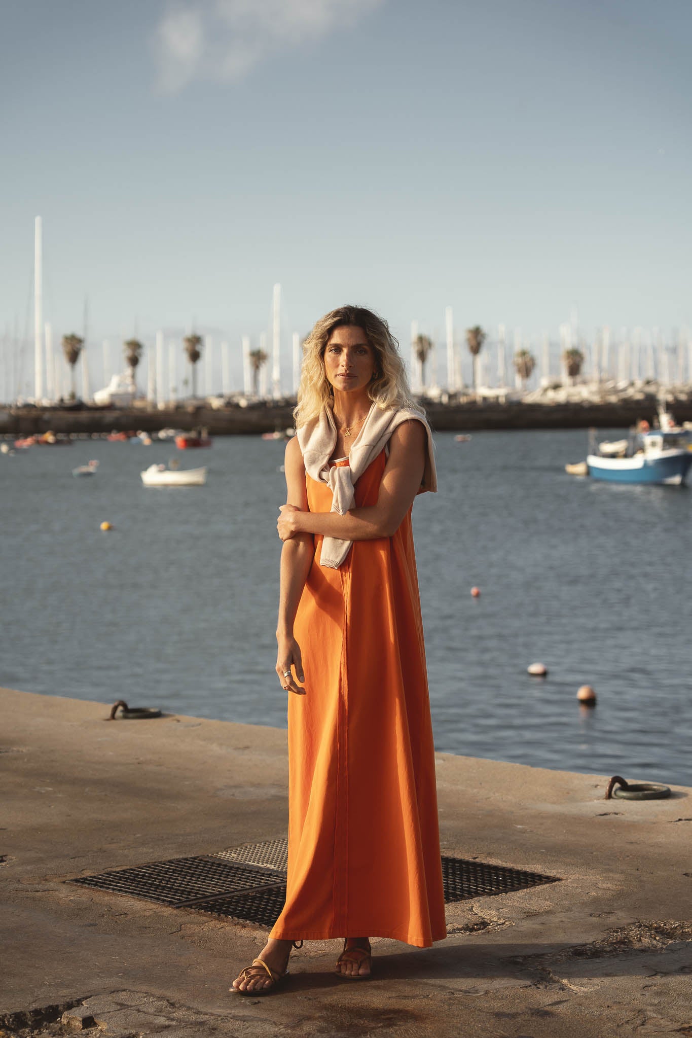 Eline Orange Frilled Dress