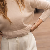 Claudia Beige Cotton Crewneck