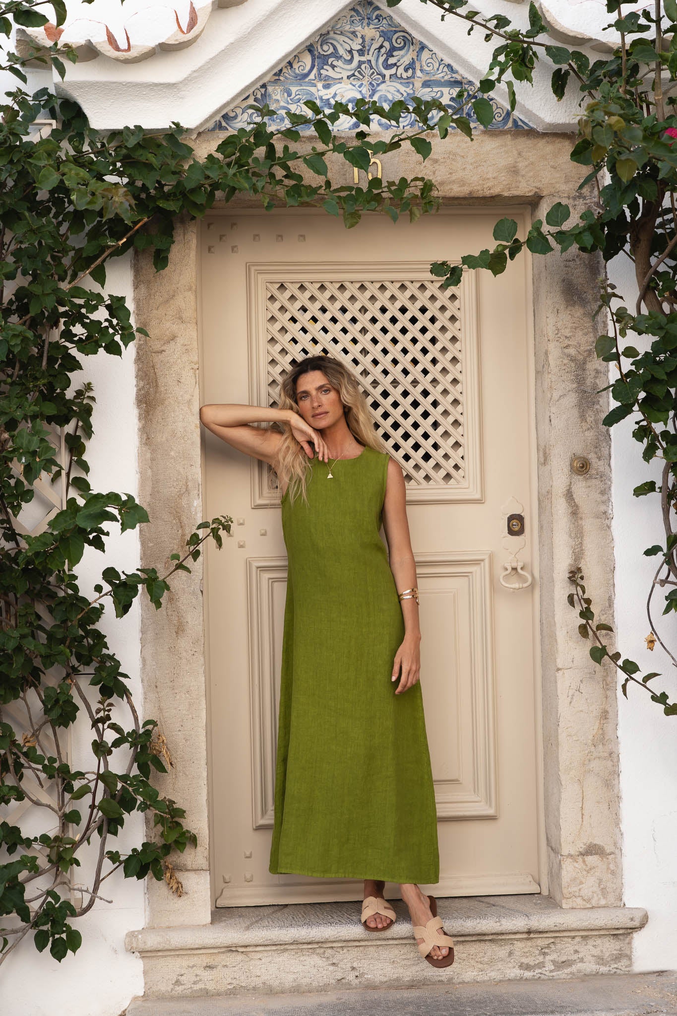 Leonie Green Linen Dress
