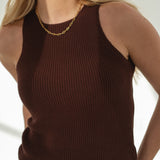 Claire Brown Halter Knit Top
