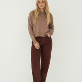 Claudia Mocha Cotton Crewneck
