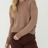 Claudia Mocha Cotton Crewneck