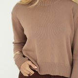 Claudia Mocha Cotton Crewneck
