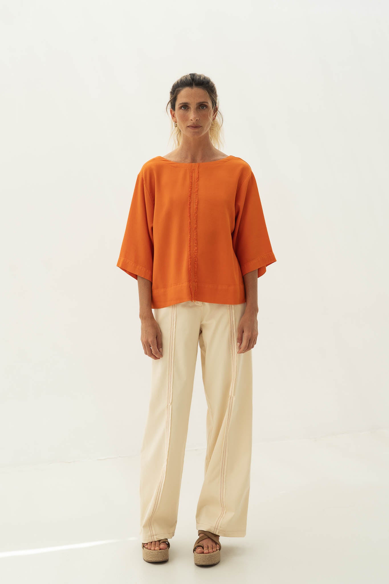 Mara Beige Frilled Trousers