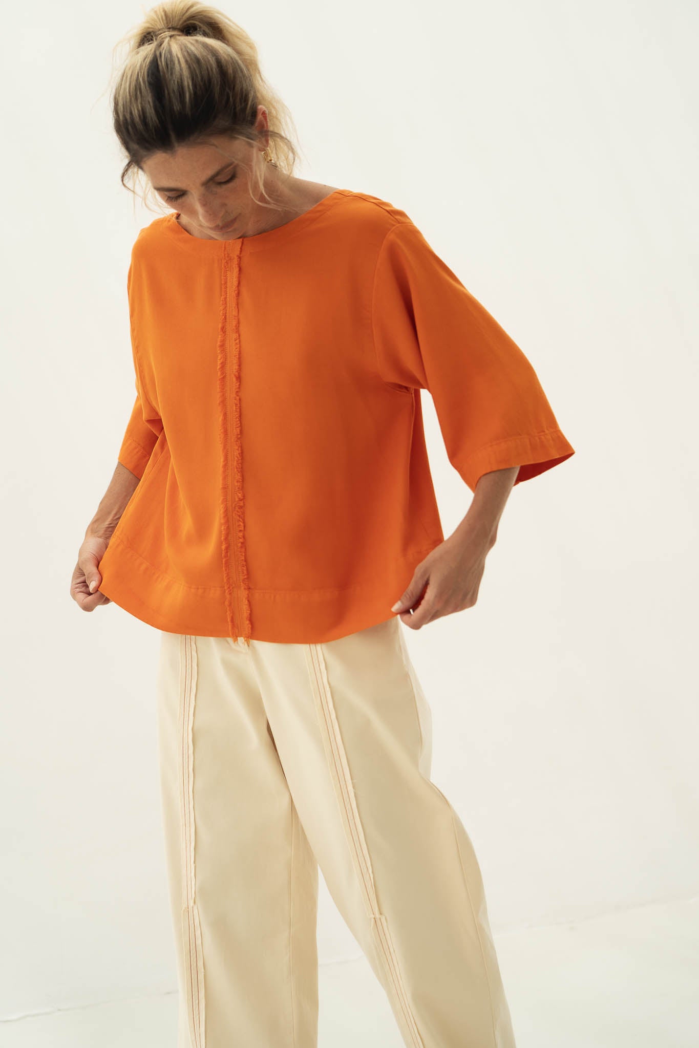 Sari Orange Tencel Top