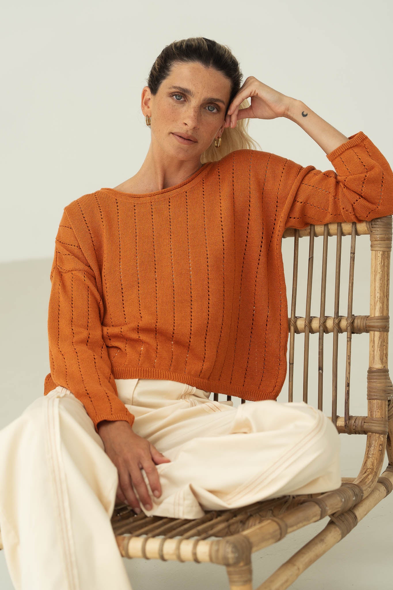 Sofie Orange Linen Sweater