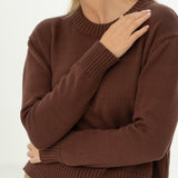 Claudia Brown Cotton Crewneck