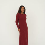 Ella Bordeaux Rib Dress