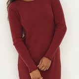Ella Bordeaux Rib Dress