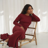 Ella Bordeaux Rib Dress
