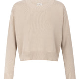 Claudia Beige Cotton Crewneck