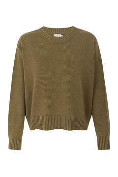 Claudia Cotton Olive Crewneck