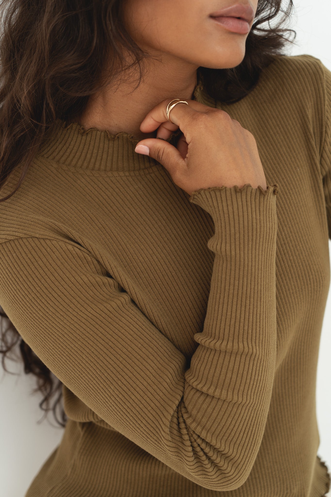 Women's Olive Turtleneck in Organic Cotton