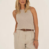 Claire Stone Halter Knit Top - Näz - Sustainable Fashion Made in Portugal