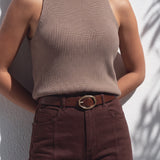 Claire Mocha Halter Knit Top