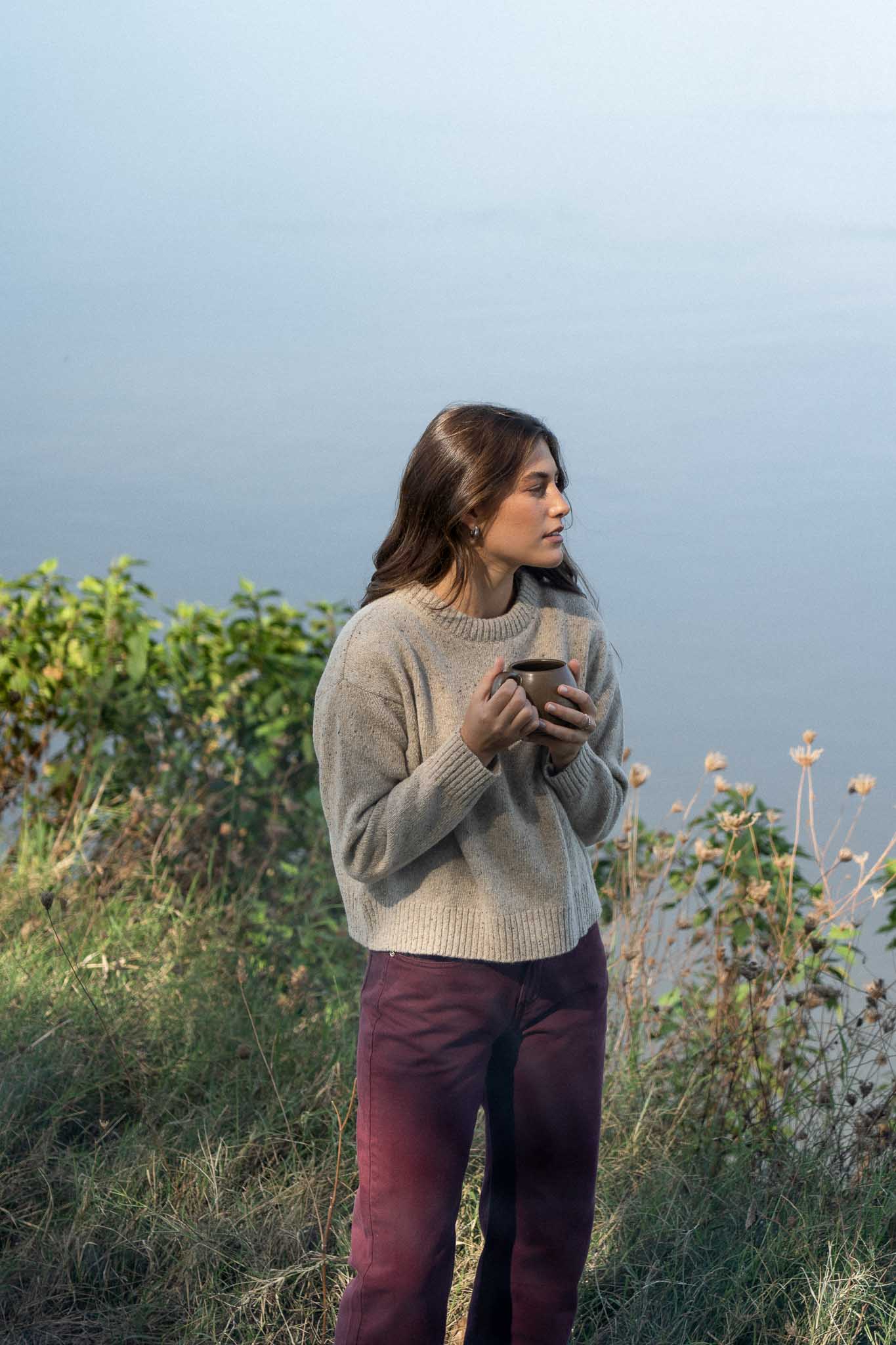 Claudia Beige Merino Neps - Näz-Sustainable Fashion Made in Portugal