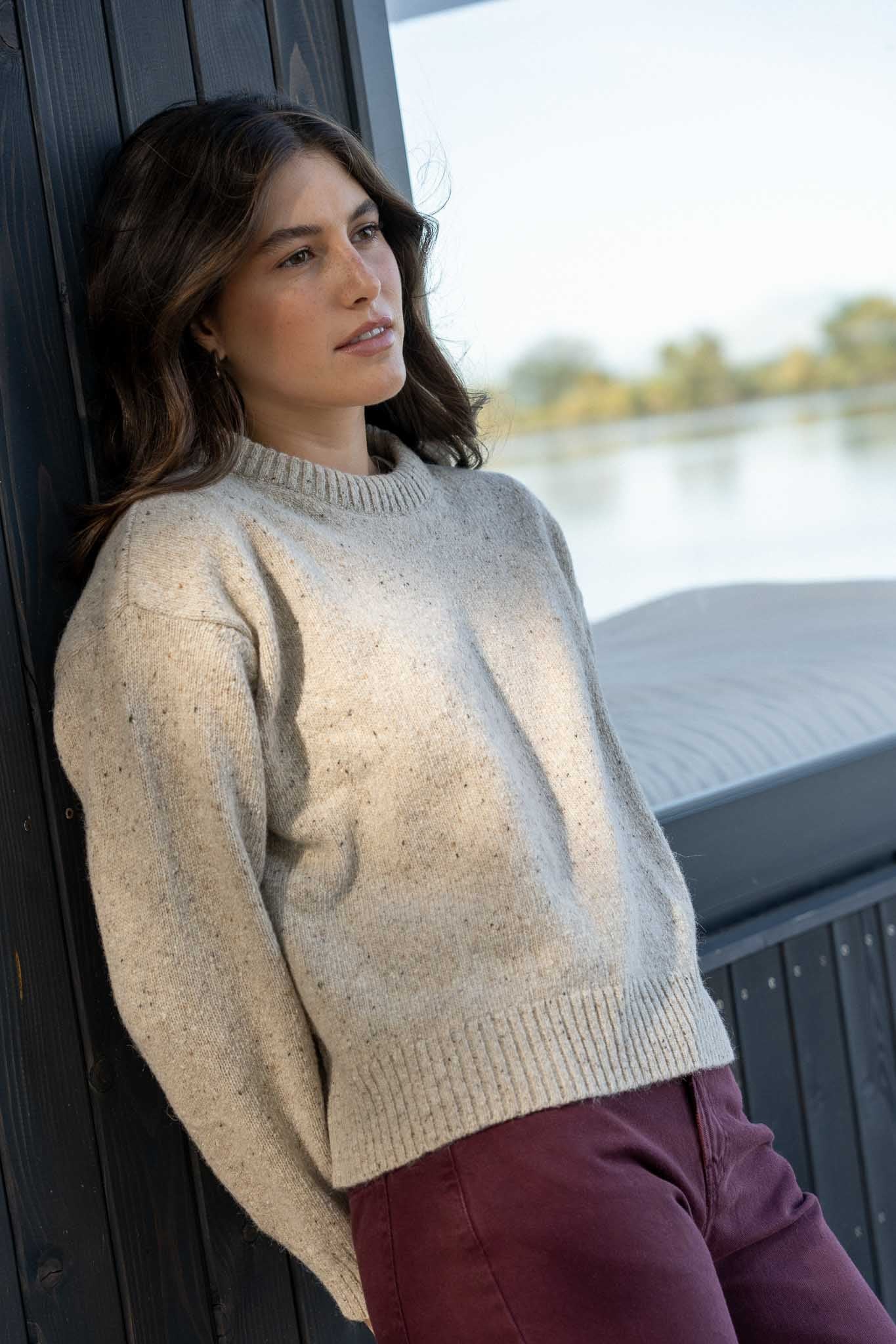 Claudia Beige Merino Neps - Näz-Sustainable Fashion Made in Portugal