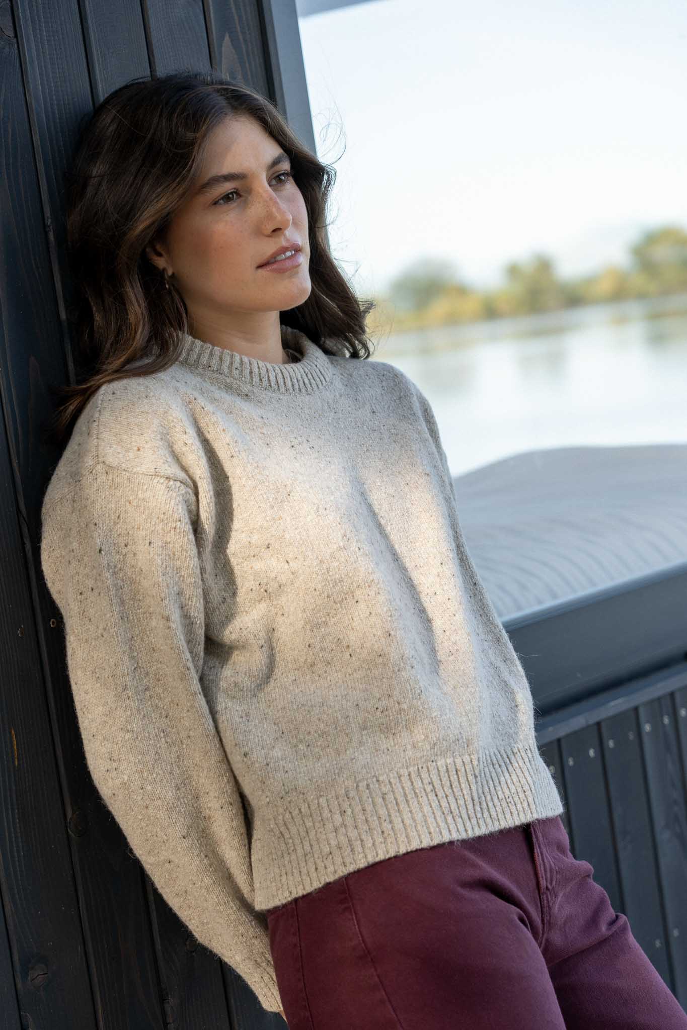 Claudia Beige Merino Neps - Näz-Sustainable Fashion Made in Portugal