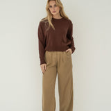 Claudia Brown Cotton Crewneck - Näz-Sustainable Fashion Made in Portugal
