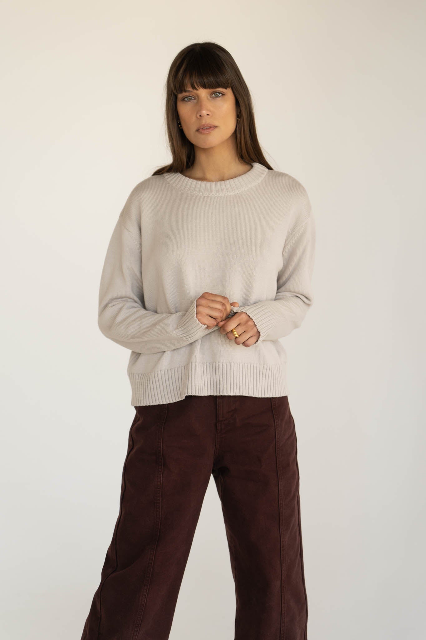 Claudia Grey Cotton Crewneck