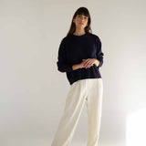 Claudia Navy Cotton Crewneck - Näz - Sustainable Fashion Made in Portugal
