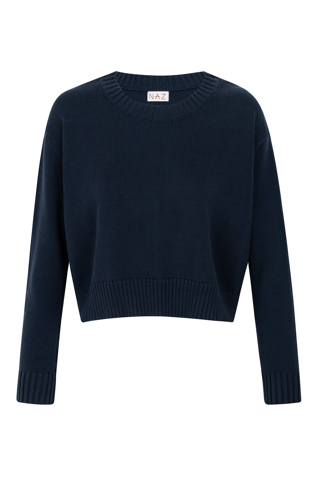 Claudia Navy Cotton Crewneck - Näz - Sustainable Fashion Made in Portugal