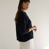 Claudia Navy Cotton Crewneck - Näz - Sustainable Fashion Made in Portugal