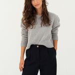 alpaca and wool sweater made from 100% recycled fibers in grey. Made in Portugal.