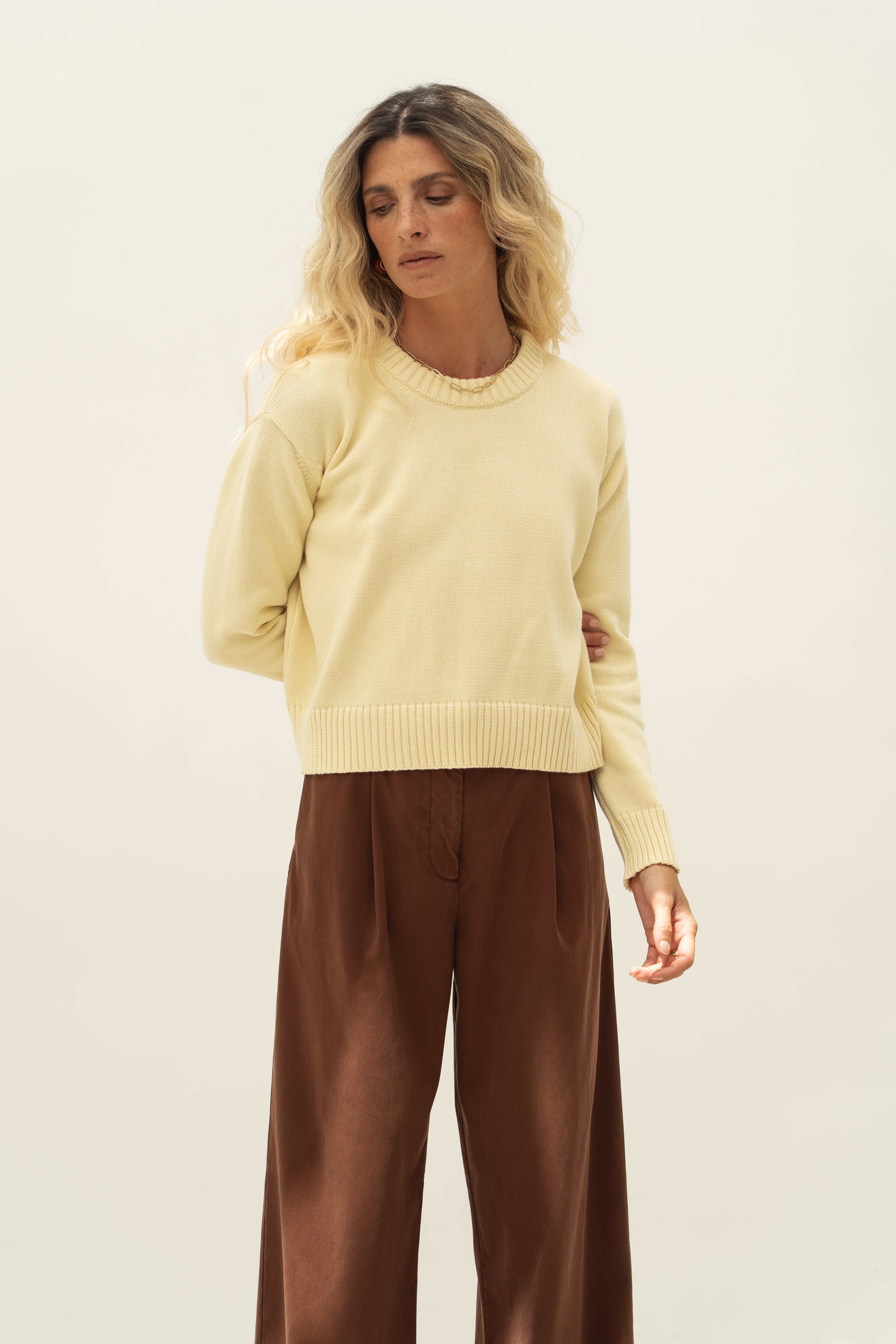 Claudia Yellow Cotton Sweater - Näz - Sustainable Fashion Made in Portugal
