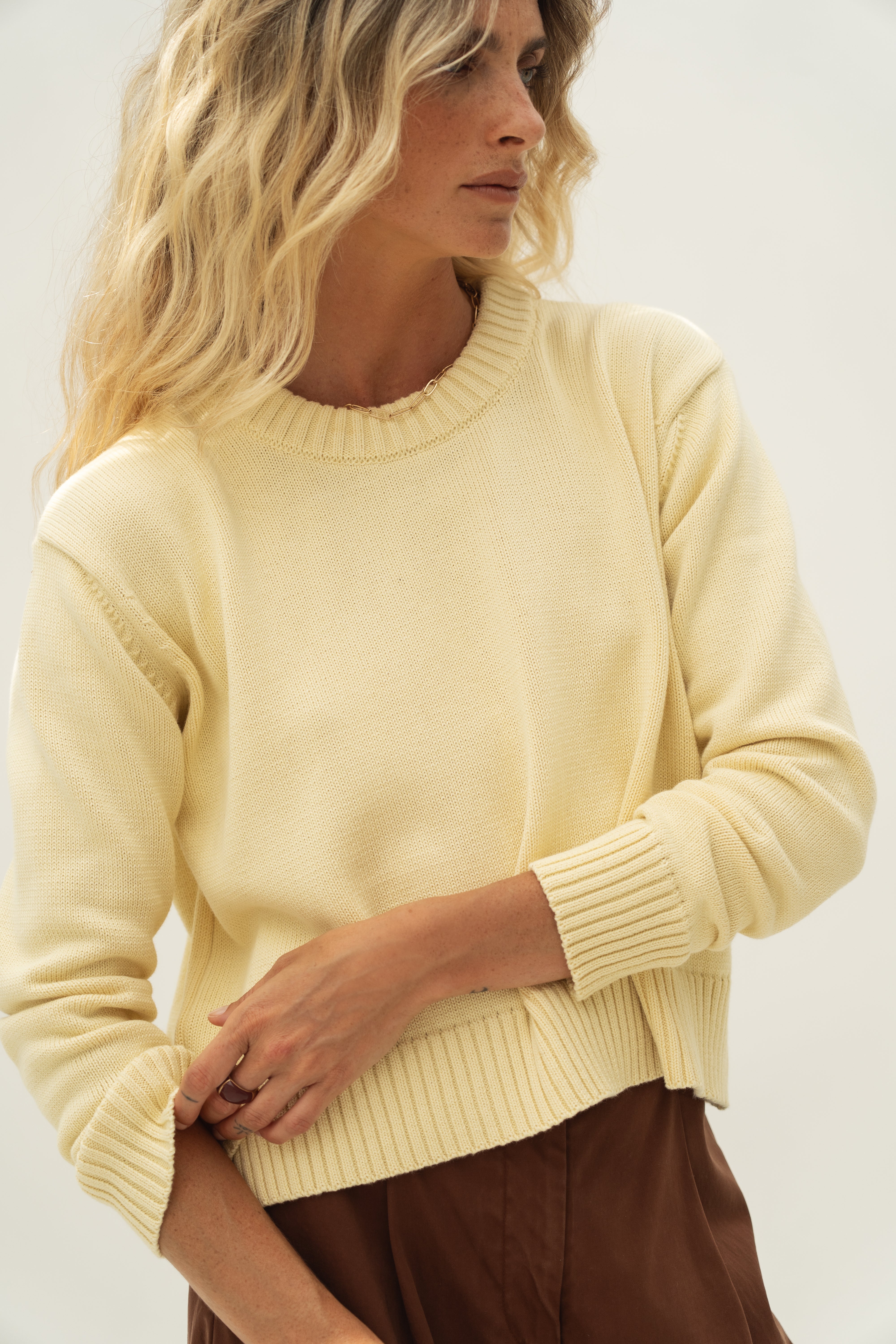 Essential Organic Cotton Crewneck in Butter Yellow