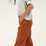 Naz women's high-waisted corduroy cotton pants with elastic on the back.
