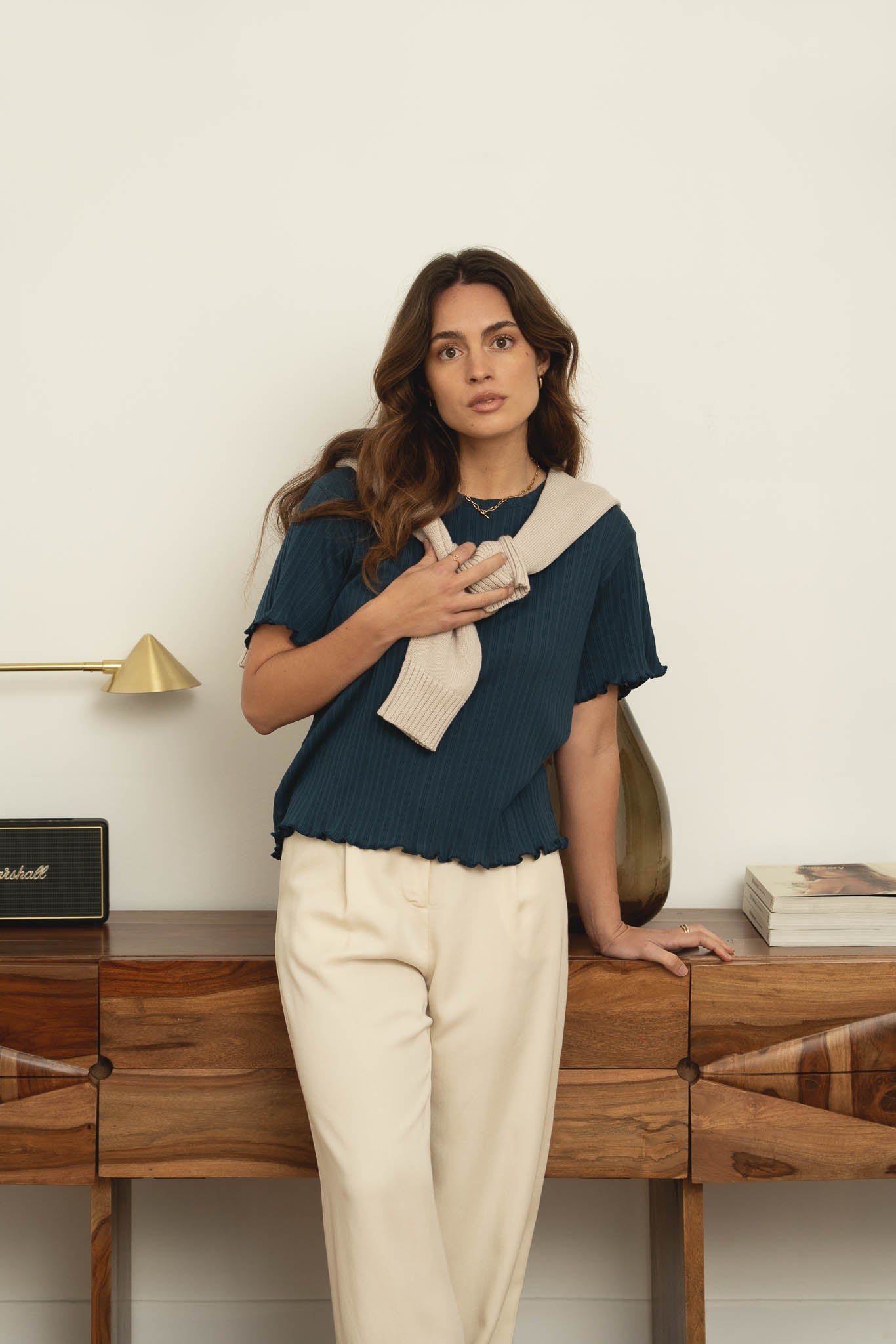 Dawn Navy Cotton T-shirt - Näz - Sustainable Fashion Made in Portugal