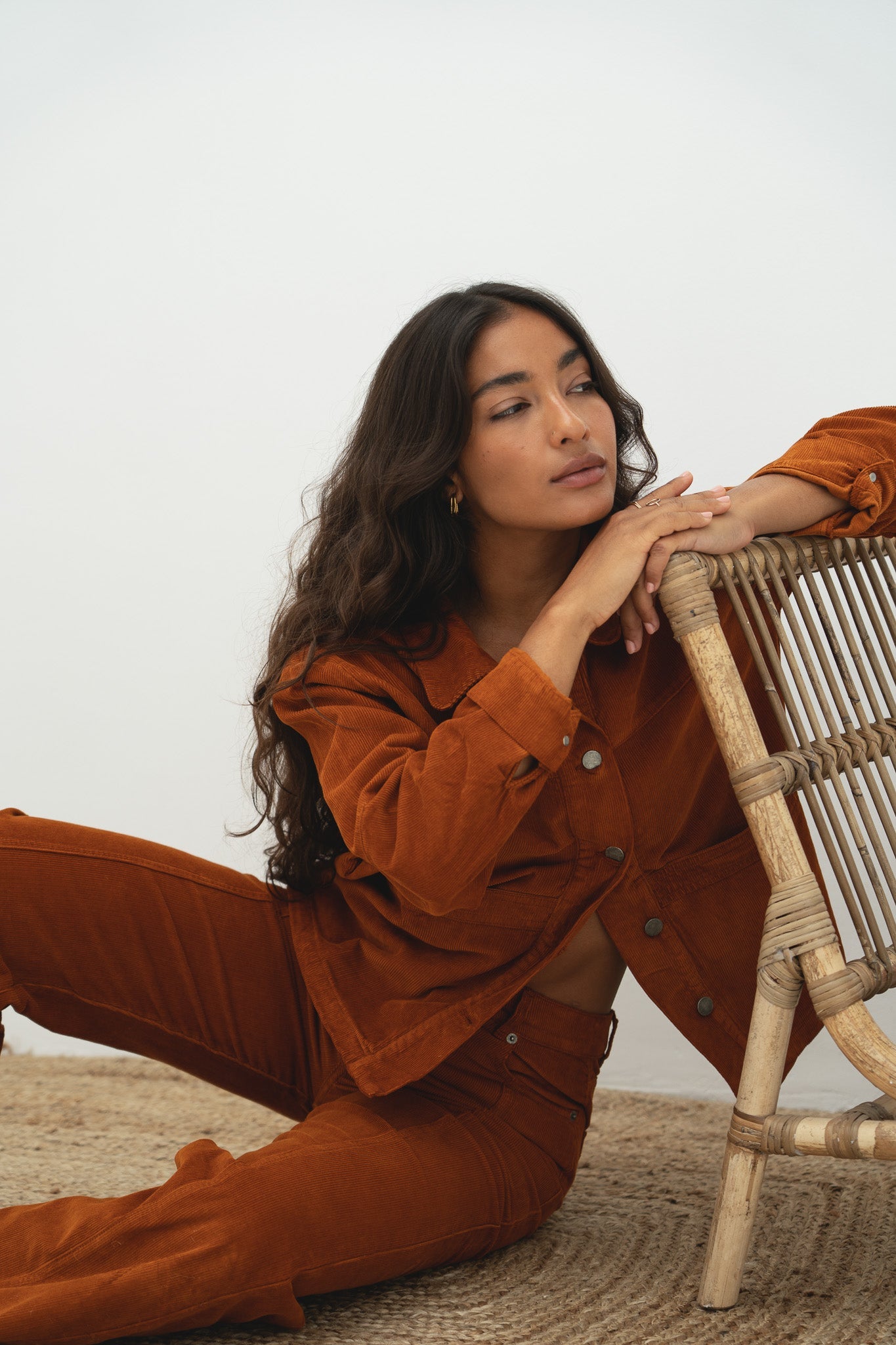 Orange High-Waisted Wide-Leg Corduroy Trousers – Näz