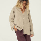 Emilia Beige Linen Shirt - Näz - Sustainable Fashion Made in Portugal