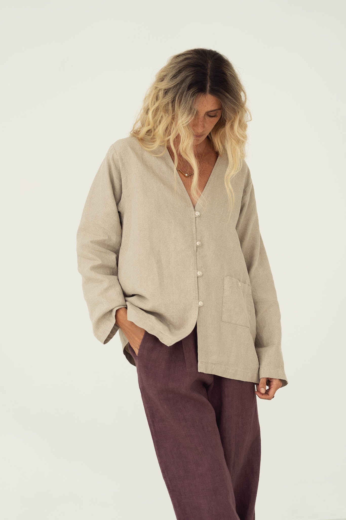 Emilia Beige Linen Shirt - Näz - Sustainable Fashion Made in Portugal