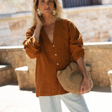Emilia Brown Linen Shirt - Näz - Sustainable Fashion Made in Portugal