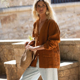 Emilia Brown Linen Shirt - Näz - Sustainable Fashion Made in Portugal