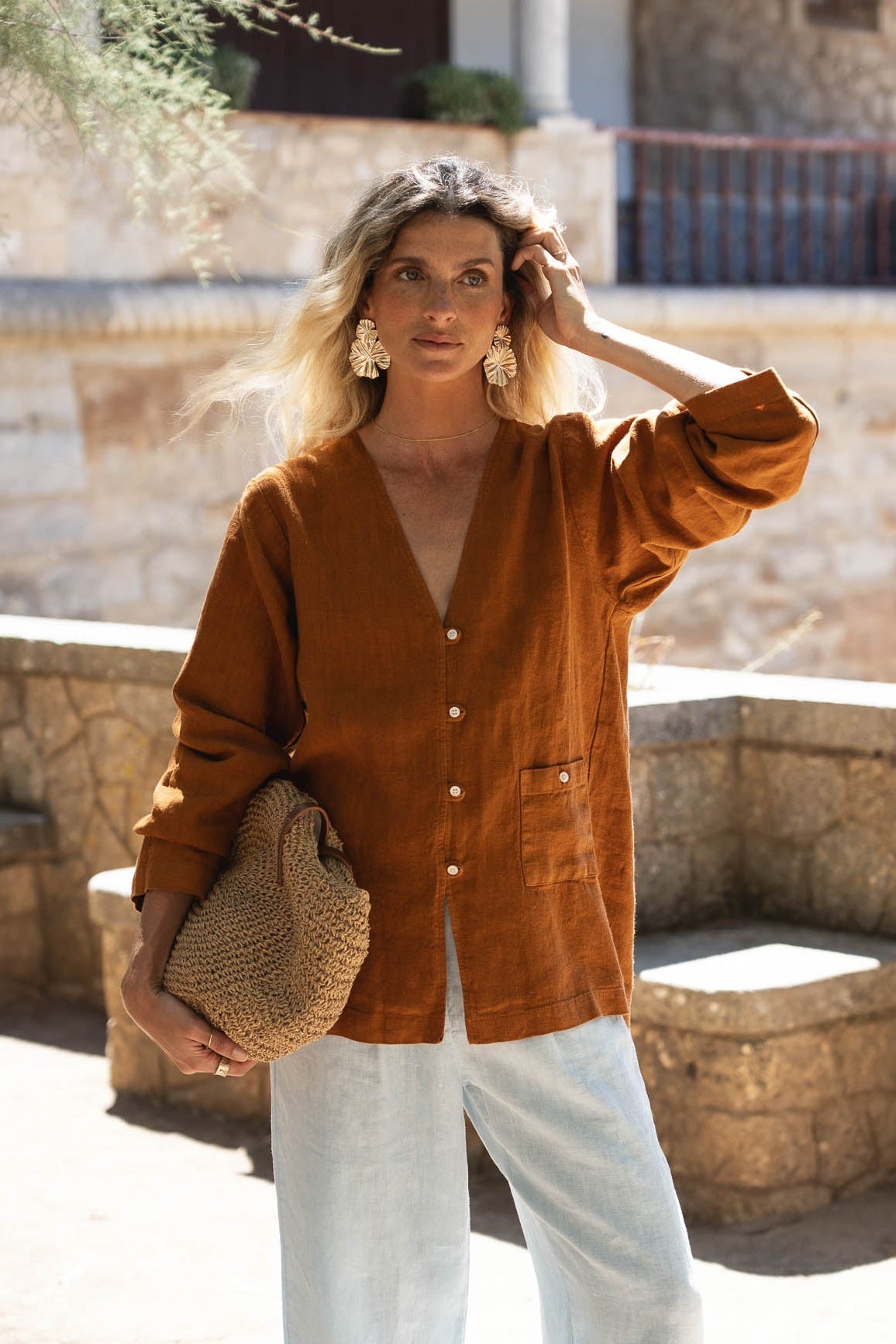 Emilia Brown Linen Shirt - Näz - Sustainable Fashion Made in Portugal
