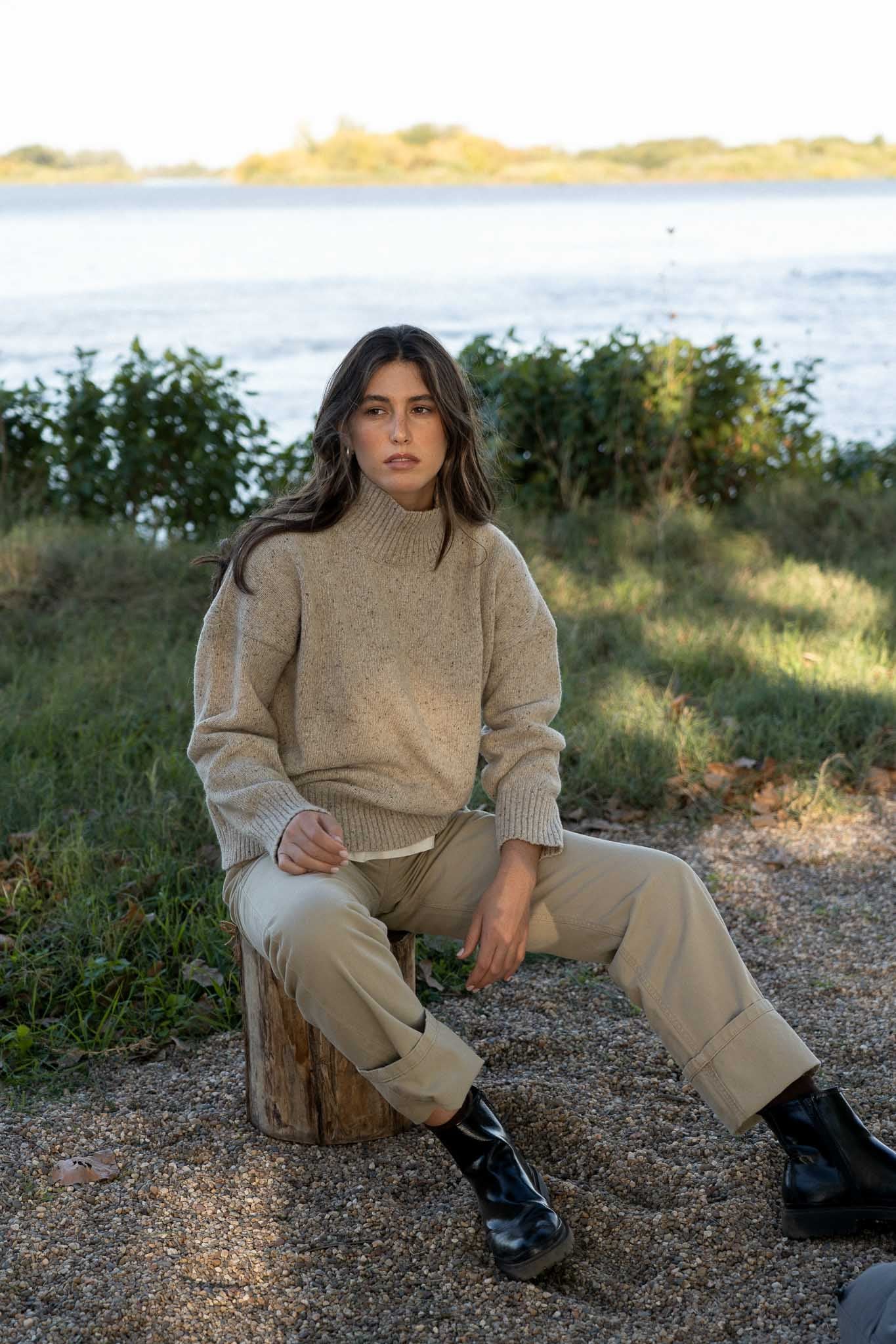 Emma Merino Neps Beige - Näz-Sustainable Fashion Made in Portugal